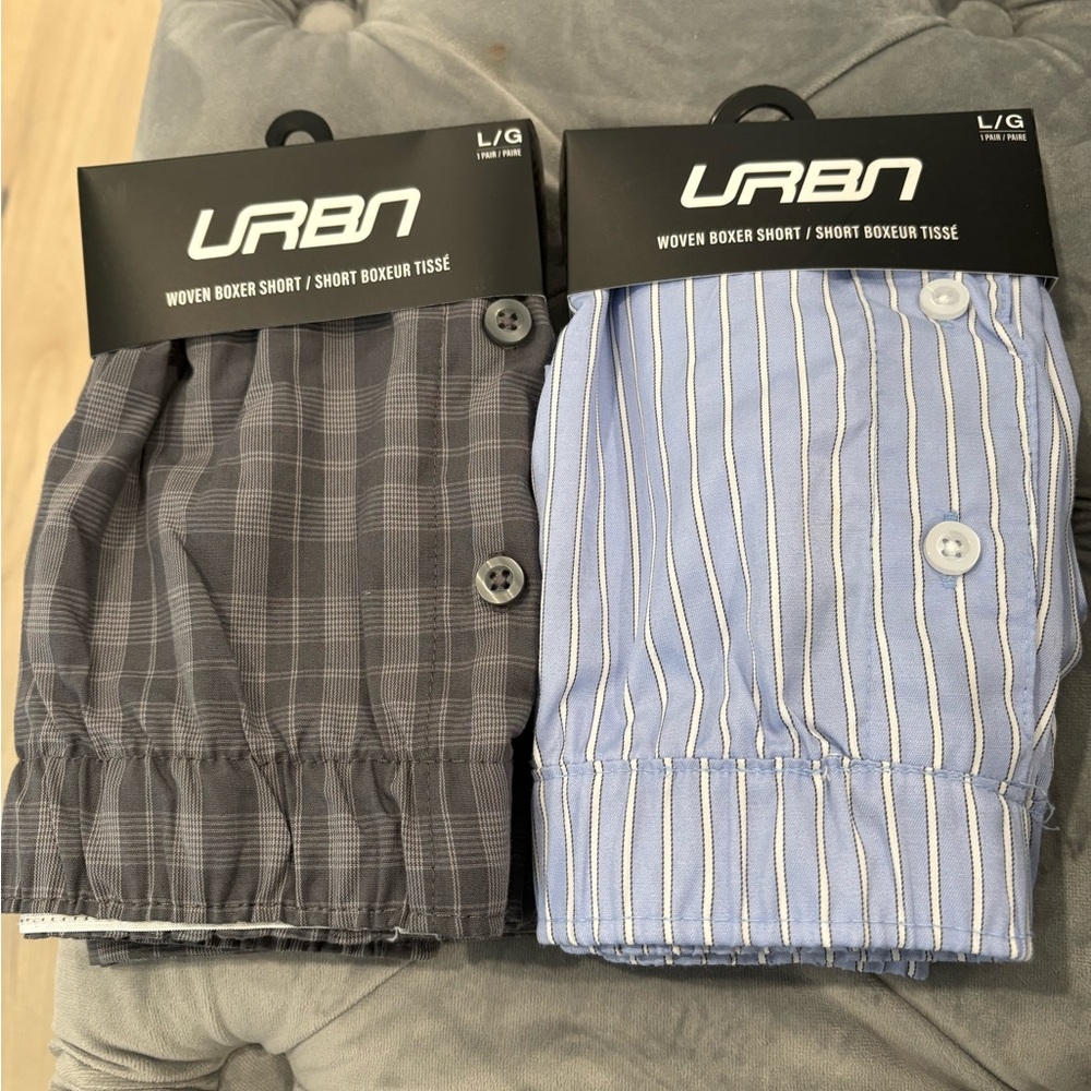 URBN Woven Boxer Shorts Set - Gray and Blue